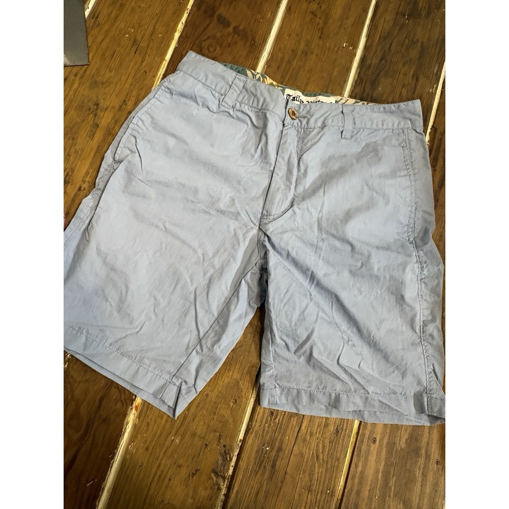 Tailor Vintage Men's Blue Cotton Chino Shorts Flat Front Button Slash Pockets